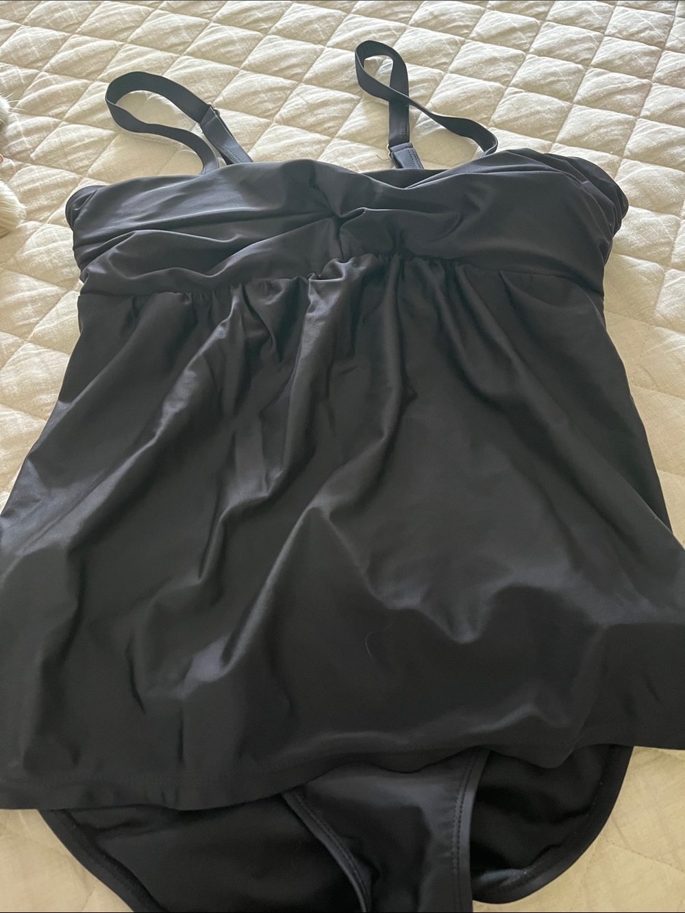 Black Women's Tankini Swim Top with Adjustable Straps